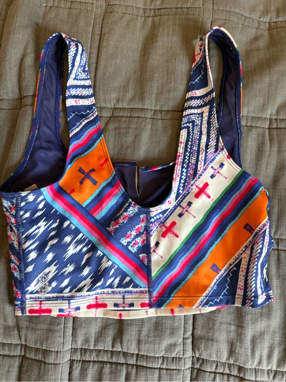 FP Movement by Free People Navy Blue Multi-Color Patterned Sports Bra - Picture 2 of 3